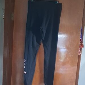 PINK Victoria's Secret Black Leggings with Pink Logo